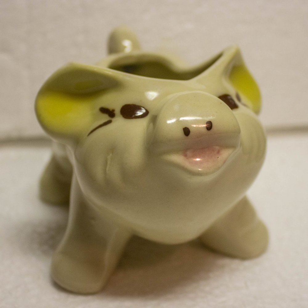 Little Ceramic Smiling Pig Planter